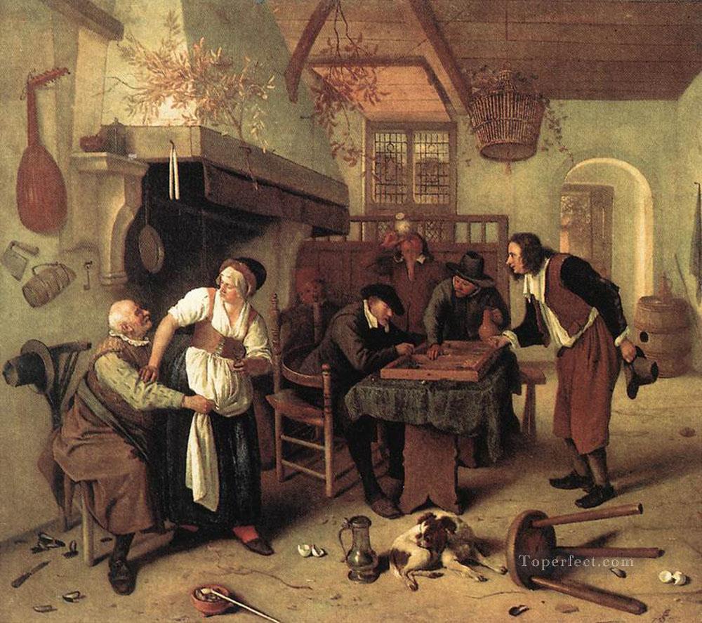 In The Tavern Dutch genre painter Jan Steen Oil Paintings